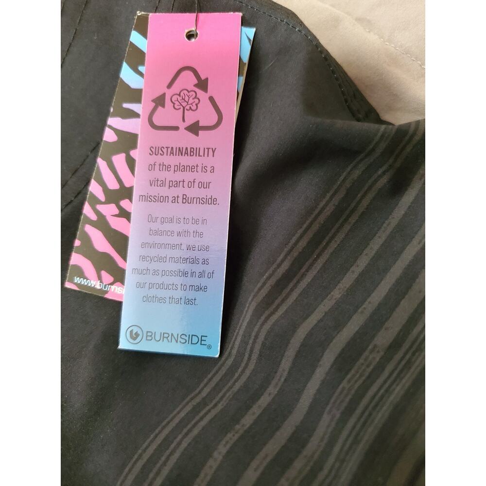 Burnside Men’s Board Shorts Gray Black Stripe Quick Dry Stretch Size 36 NWT - Picture 10 of 15